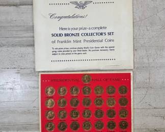 Lot #51 Franklin Mint Presidential Hall of Fame Solid Bronze Coin Set 37 Shell Oil 1970