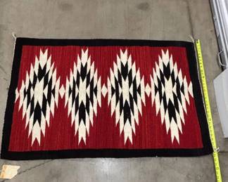 Lot #170 Genuine Navajo Ganado Red Wool Rug Hand Woven Native American 27x43 in