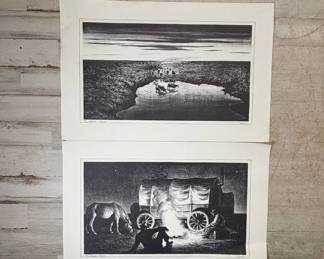 Lot #134 Western Art Lithographs The Water Hole Ed 50 & The Nomads Ed 36 Signed Pair