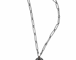 Lot #3 Southwestern Sterling Silver Naja Pendant Turquoise Cabochon Paperclip Chain Necklace