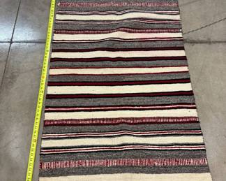 Lot #166 Handmade Navajo Wool Flatweave Striped Killim Rug 32x60 in