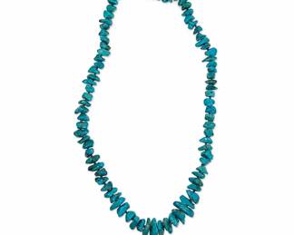 Lot #7 Vintage Turquoise Nugget Chunk Bead Necklace Silver Tone Clasp Southwestern