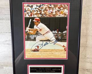 Lot #152 Pete Rose Autographed 8x10 Cincinnati Reds Framed Photo COA Spikes Sports Denver