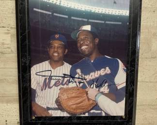 Lot #159 Willie Mays Hank Aaron Dual Signed Autographed 8x10 Photo Baseball Plaque