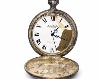 Lot #4 Andre Rivalle 17 Jewel Swiss Hunter Pocket Watch Silver Tone Hunting Dog Case
