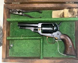 Lot #12 Remington 1858 New Army Black Powder Revolver Replica Cased Set Brass Trigger