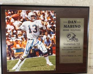 Lot #149 Dan Marino Autographed Photo Plaque Miami Dolphins #13 TD Record Ltd Ed 65/1995