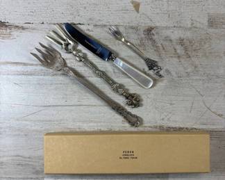 Lot #72 Antique Silver Plate Forks Viners Sheffield Knife Mother of Pearl Handle Lot