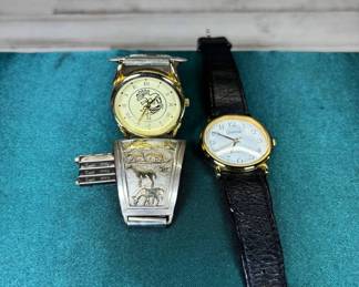 Lot #110 Kokopelli Southwestern Flip Cover Watch + Quantum Quartz Watch Lot of 2