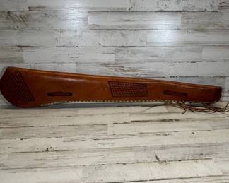 Lot #172 Leather Boise Idaho Hand-Tooled Rifle Scabbard Western Fringe Laced