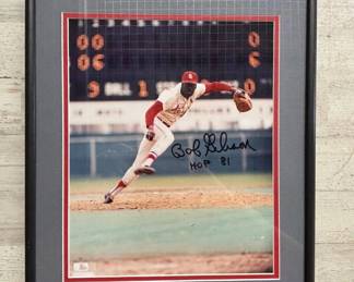 Lot #156 Bob Gibson Autographed 8x10 Photo HOF 81 St Louis Cardinals Framed MLB
