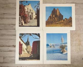 Lot #135 Chevron Southwestern Scenic Prints Set 4 Alamo Shiprock White Sands Isleta NM TX