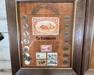 Lot #53 American West Framed Coin & Stamp Sets: Trailblazers, Pioneers, FortyNiners, Am. Indian 4pc