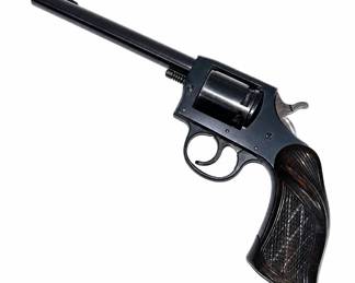 Lot #11 Vintage Blued Steel DA/SA Revolver Long Barrel Checkered Wood Grips Collector