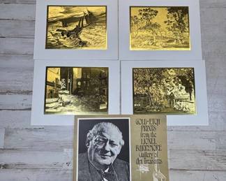 Lot #87 Lionel Barrymore Gold-Etch Prints Set of 4 – Fishing Banks, Seaworthy, Old Nantucket, The Old Farm