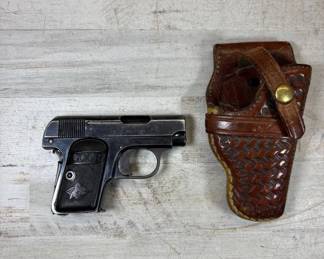 Lot #176 Colt 1908 Vest Pocket Hammerless .25 ACP Semi-Auto Pistol S/N 94440 ca.1916 w/ Holster