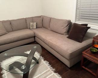 L shaped sofa needs professional cleaning 36 inches deep with longest section 8 feet long