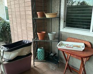 Outdoor iron patio plant stand, and TV trays 24 inches wide