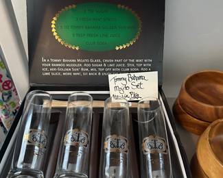 Tommy Bahama Mojito glasses set with muddle new in box