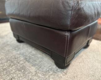 Detail of leather ottoman is 21 x 30“