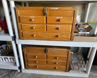 Lift top chests with velvet lined drawers