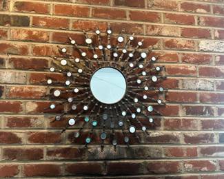 Sunburst mirror needs center mirror replace easy fix 29 inches wide