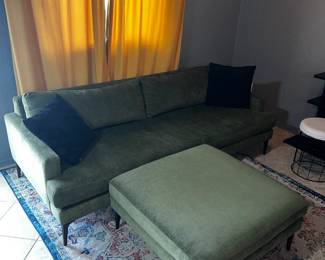 West Elm Andes 86" Sofa + Matching Ottoman – Performance Velvet