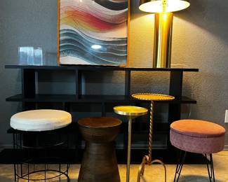 Black Console Table + Assorted Accent Stools