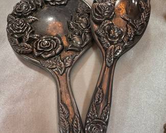 #70 - $90 -Sterling handle mirror & brush
