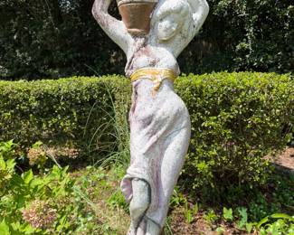 #48 - $150 - Lady at the well with water vessel statue concrete