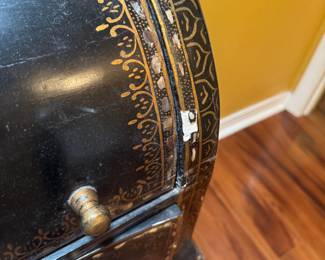 #1 - $475 - Black lacquer Chinoiserie secretary 33x18Wx38Twith incrusted Mother of Pearls & chair