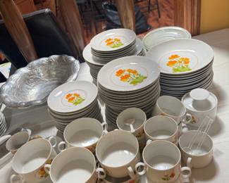 #20 - $180 - Set of porcelain china 1970's orange floral pattern