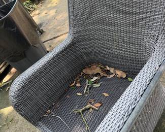 #59 - $200 - 4 piece all weather furniture set, couch, 2 arm chairs, table - needs cleaning