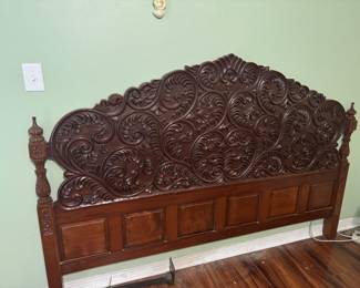 #2 - $595 - King size carved Peruvian headboard 81x46x44