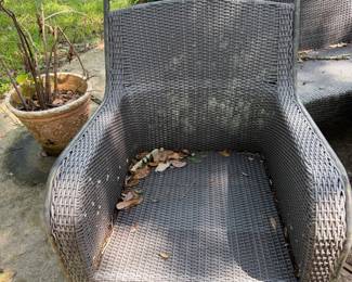 #59 - $200 - 4 piece all weather furniture set, couch, 2 arm chairs, table - needs cleaning