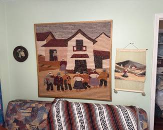#7 - $150 - Peruvian Wall hanging wool - village scene 45x46