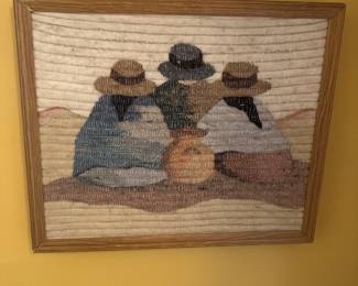 #9 - $48 -Wall hanging wool - 3 ladies - 20x16 3/4