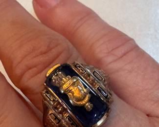 #74 - $350 -High shool blue stone 10kt ring - size 7.5 
