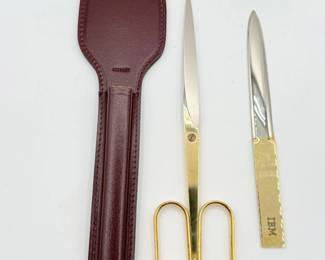 66 VintageSolingenGermanIBMScissorsLetterOpenerwLeatherCase