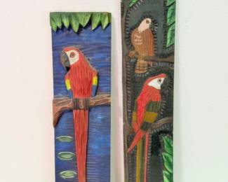 67 HandCarvedWoodenTropicalBirdWallArt