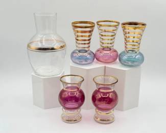 87 VintageDecorativeIridescentCranberryArtGlassVaseCollection