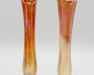 86 VintageIridescentMarigoldCarnivalBudVases