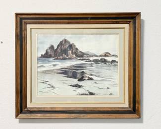 56 VintageFramedWatercolorPainting