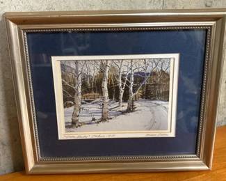161 framedwatercolorwinterlandscapebybe