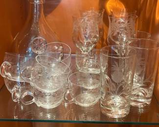 207 etchedglassstemwaretumblerscupsand