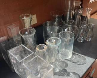 445 clearglassvasesandcarafesassortment