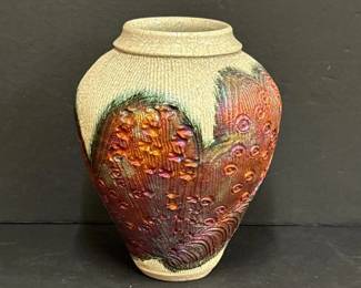 354 artpotteryvasewithmulticoloredtextu