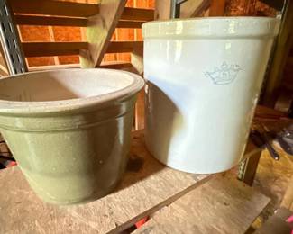 070 stonewarecrockandglazedceramicplant