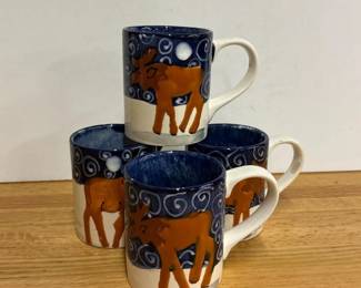 540 foursignedceramicmoosemugs