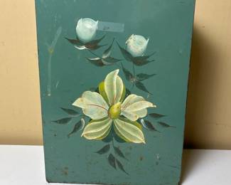 329 vintagehandpaintedfloralmetalwaste